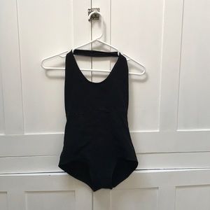 Black halter leotard